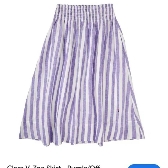 Clare V | Skirts | Clare V Zoe Skirt Purple And White Stripe  